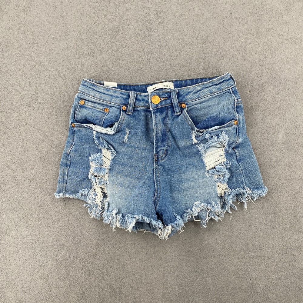 Almost Famous Distressed Denim Shorts Blue Y2K Frayed Cut Offs Size 5